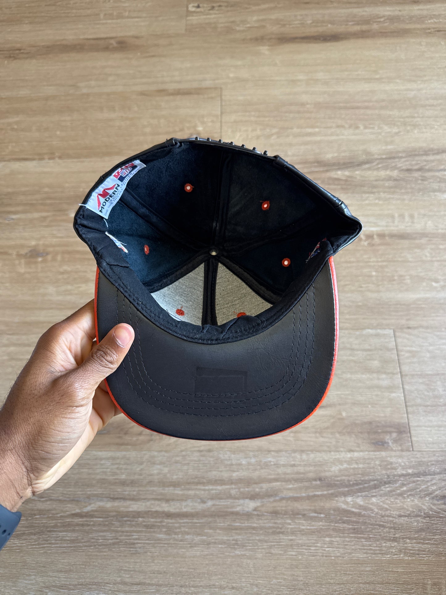 Vintage 90s Denver Broncos Leather Snapback Hat