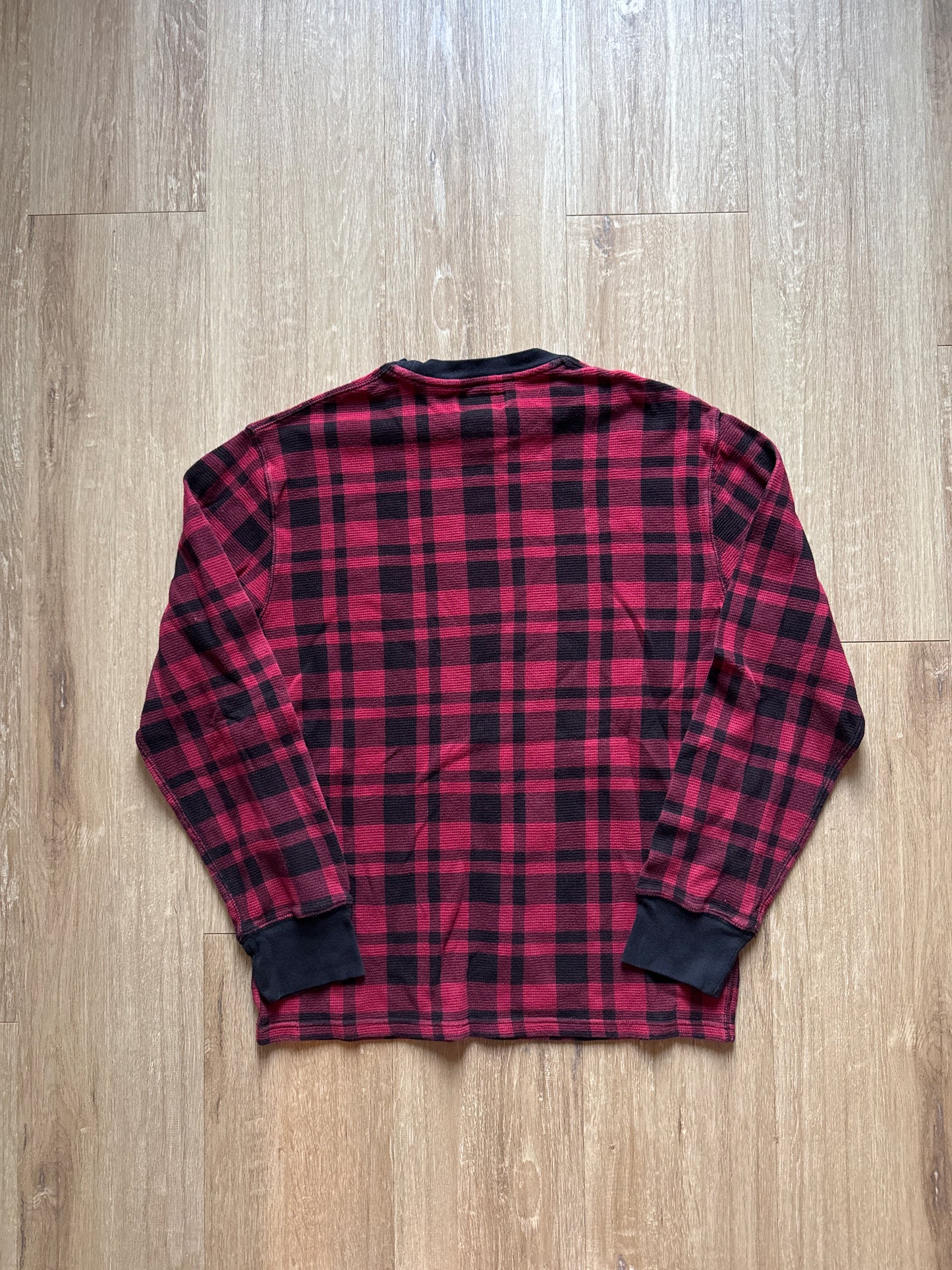 Polo Ralph Lauren Youth Plaid Red Black Thermal Long Sleeve