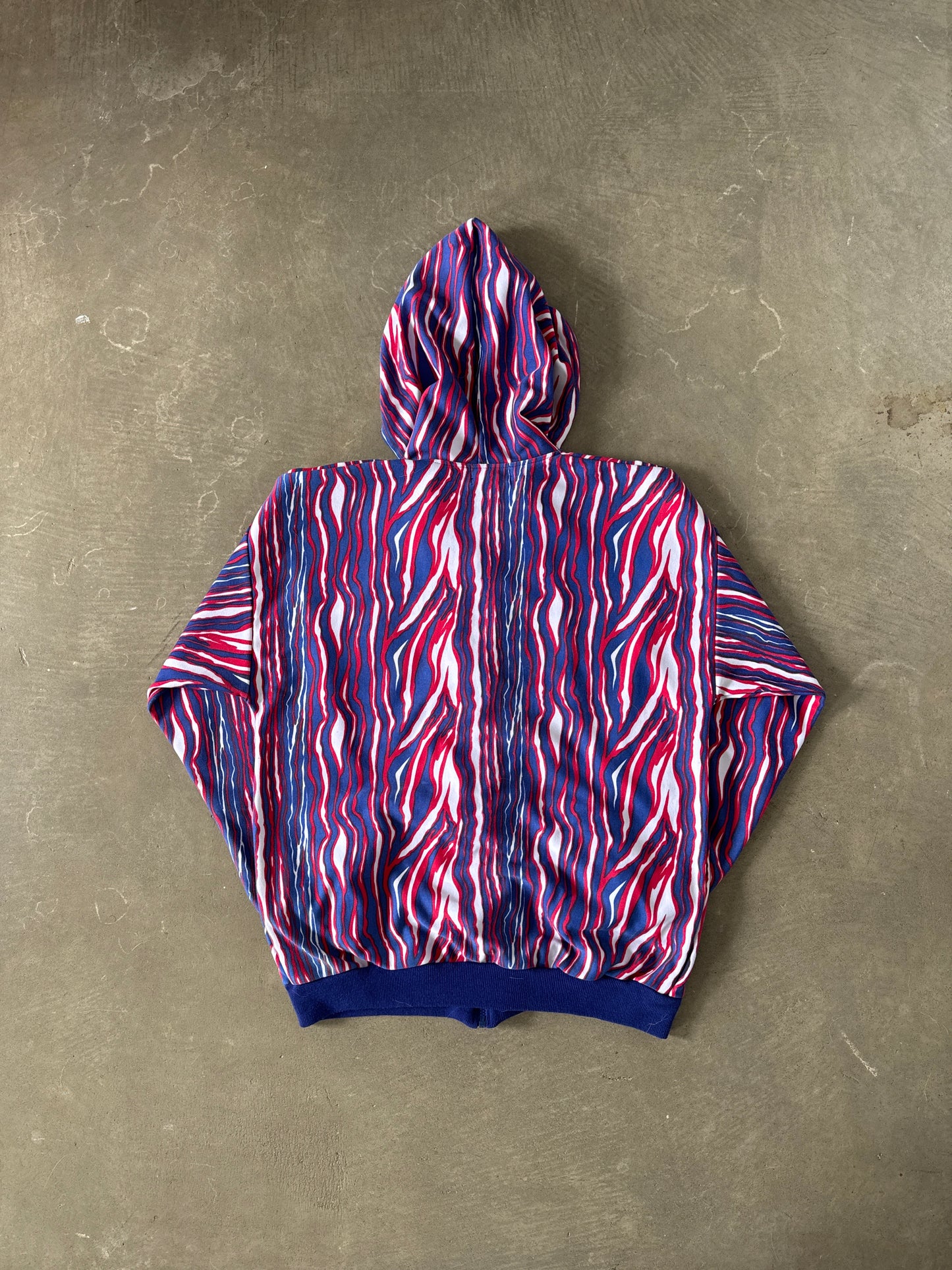 Vintage 90s Buffalo Bills Zebra Striped Hooded Zip Up