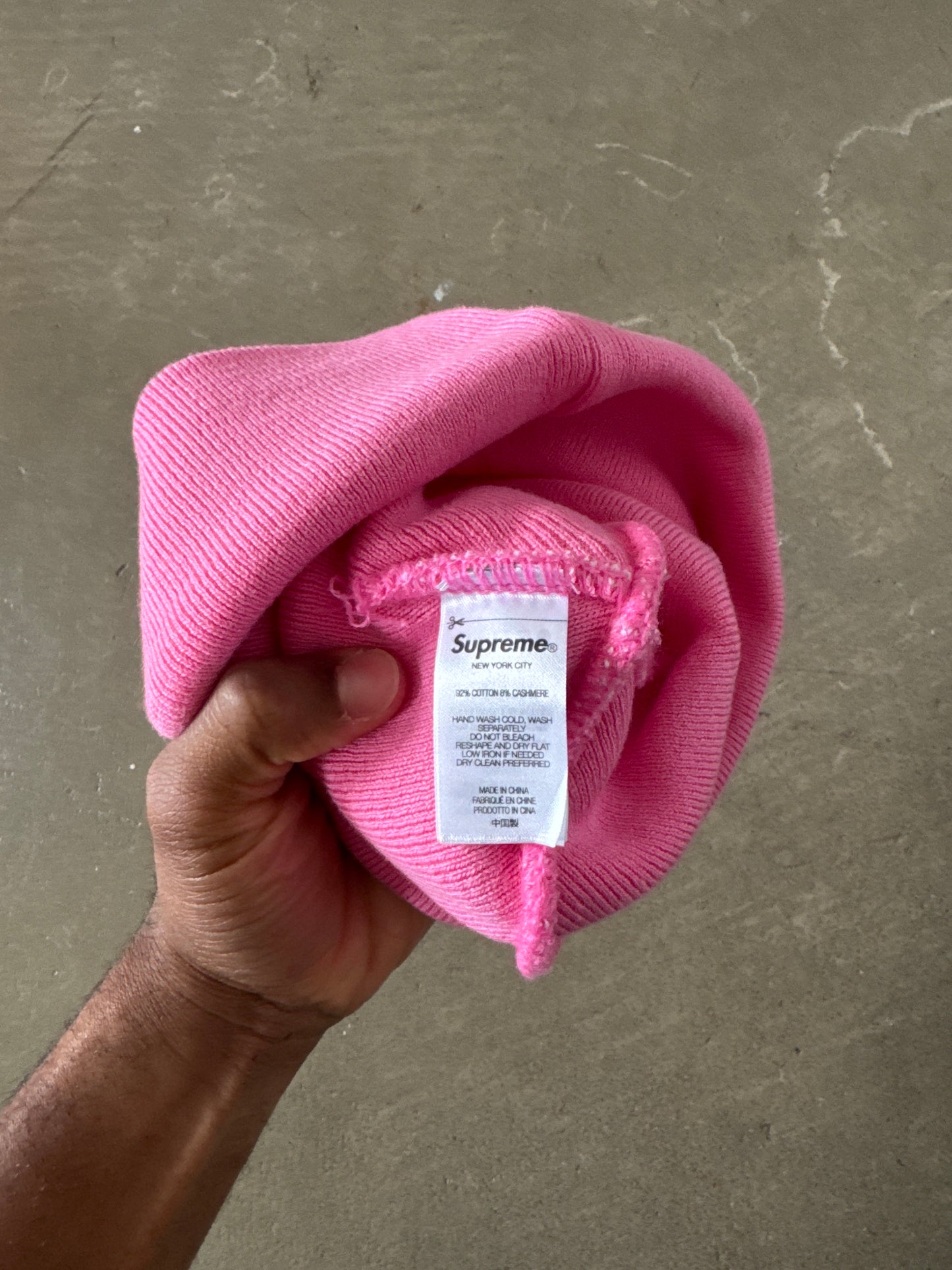 Supreme Big Logo Pink Beanie
