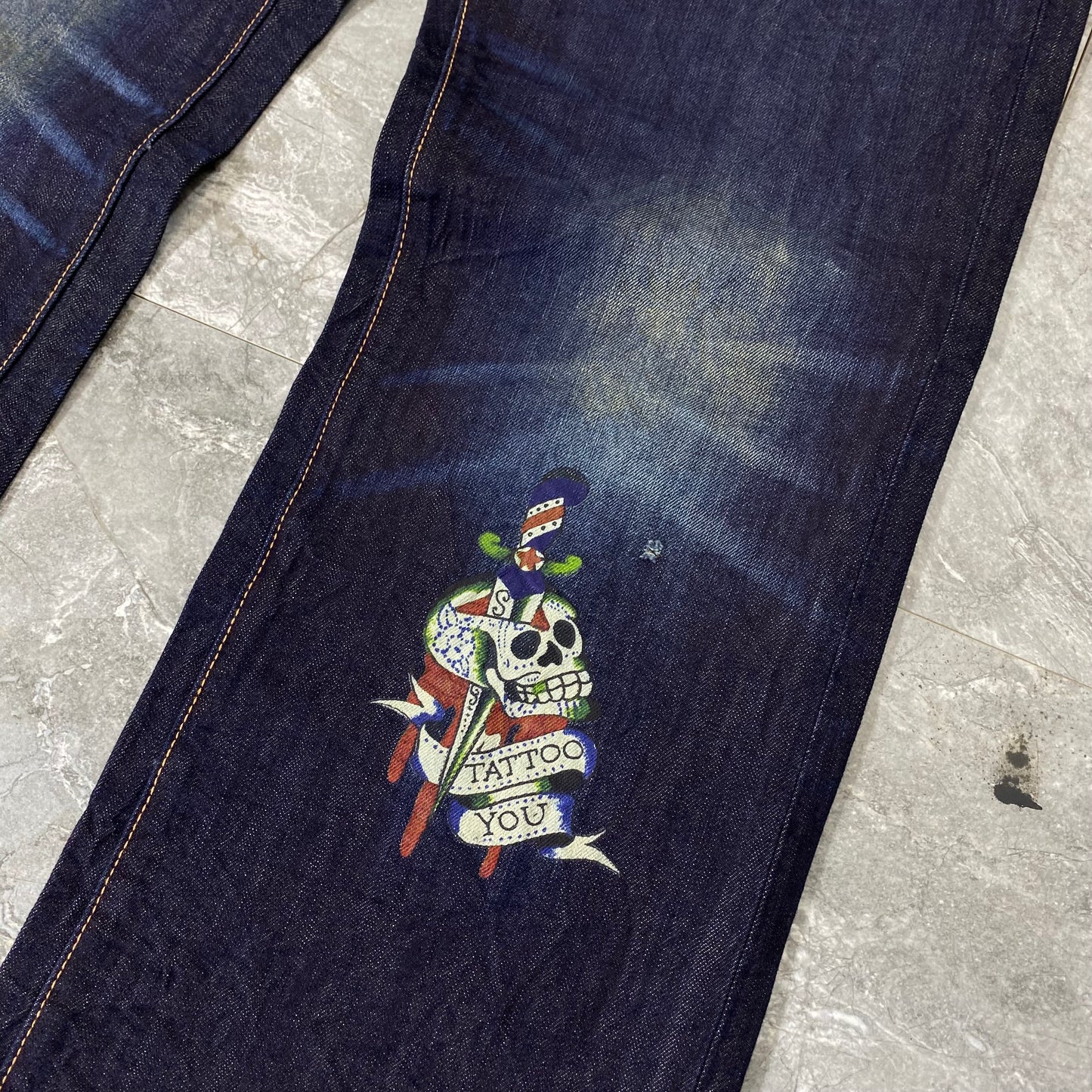 Vintage Ed Hardy New York City Skull Denim Pants