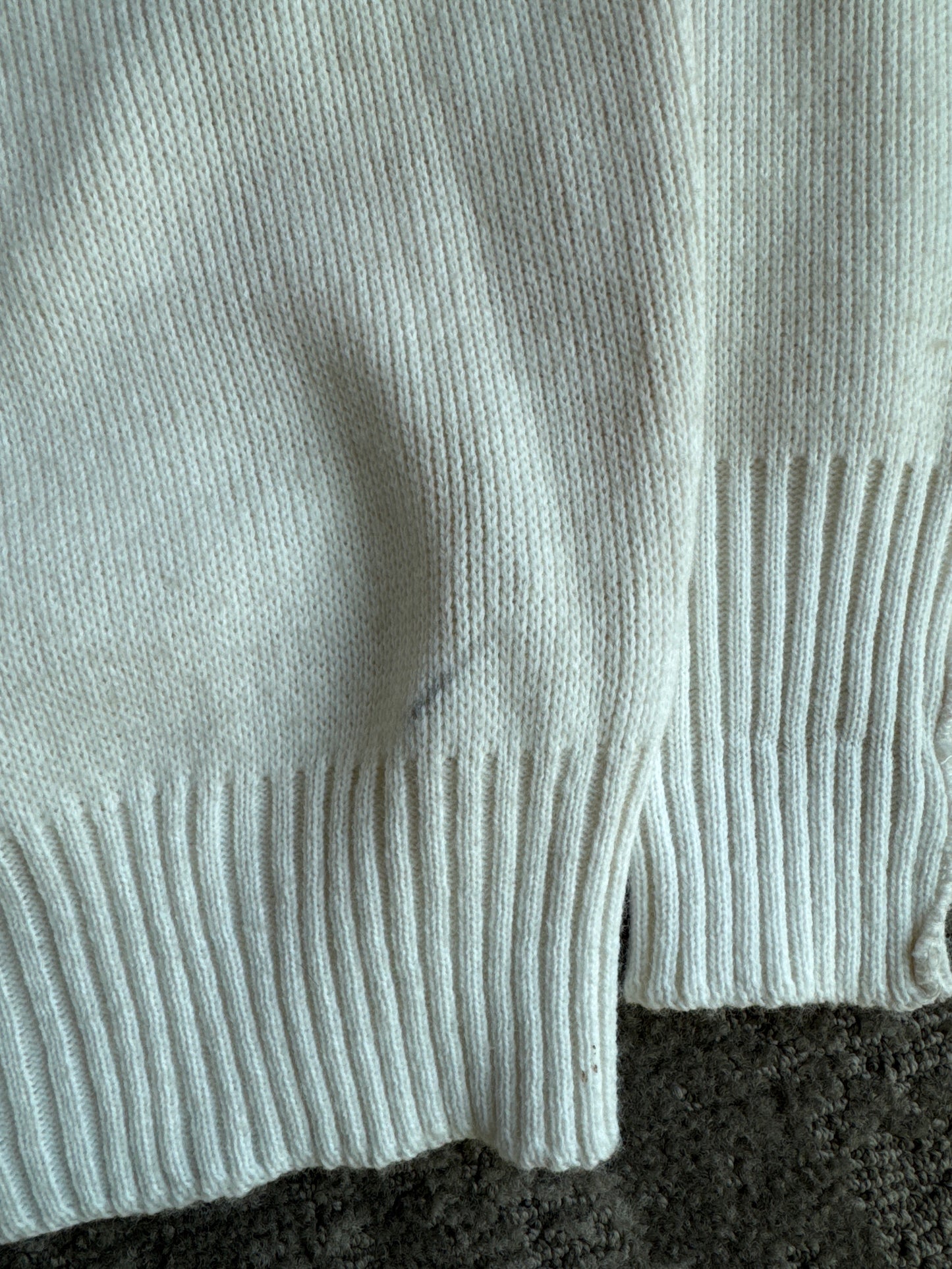 Vintage 70s East-Tenn Varsity Award Cream Forest Green Chenille Z Patch Sweater