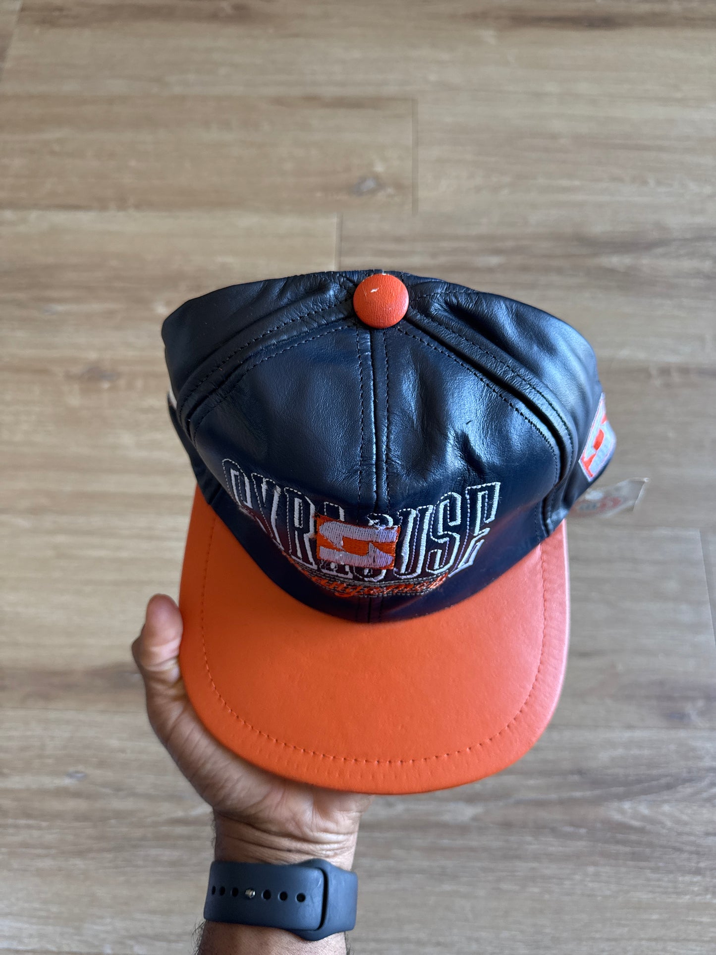 Vintage 90s University Of Syracuse Orangeman Leather Snap Back Hat