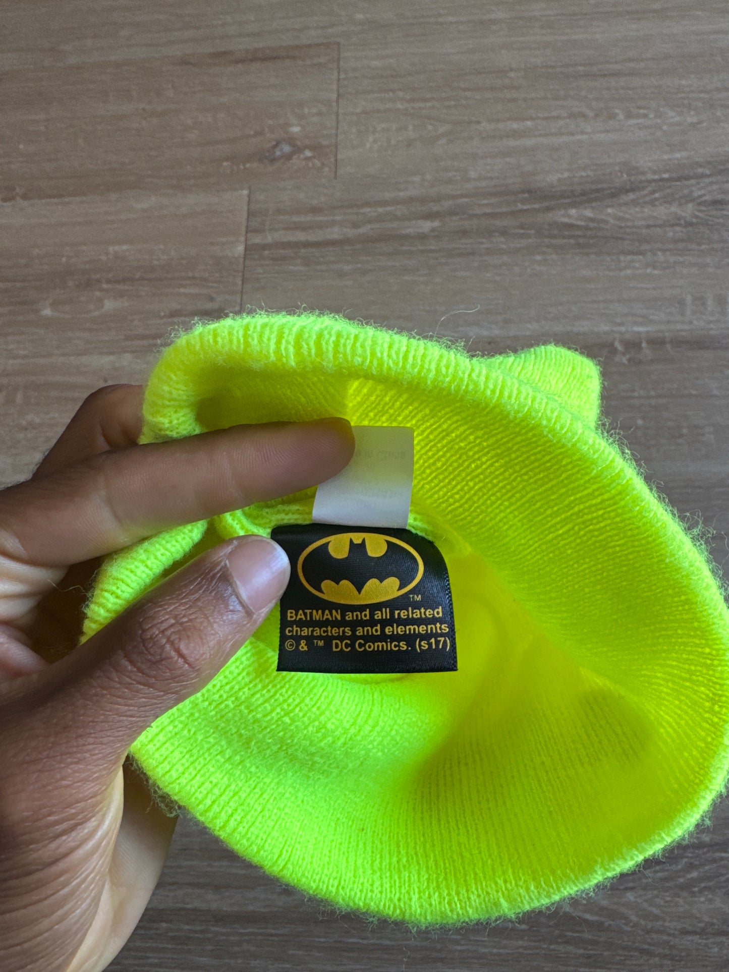 Batman Highlighter Yellow Skully Beanie Hat
