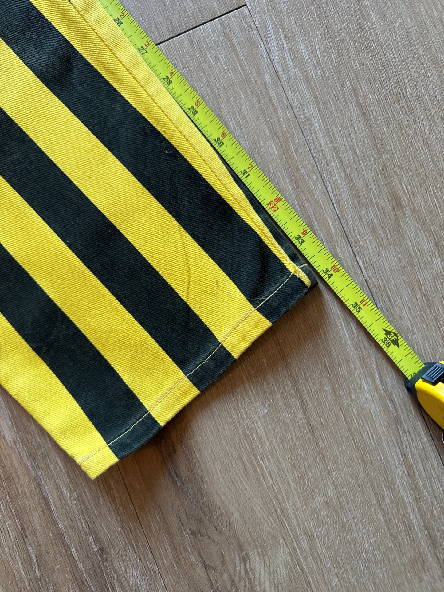 Vintage 90s Zip Code Jeanswear Funky Will Smith Fresh Prince Of Bel-Air Stripe Yellow Black Pants