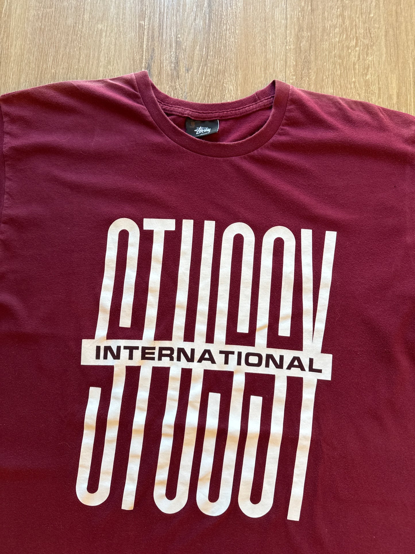 Stussy International Burgundy Spellout Tee
