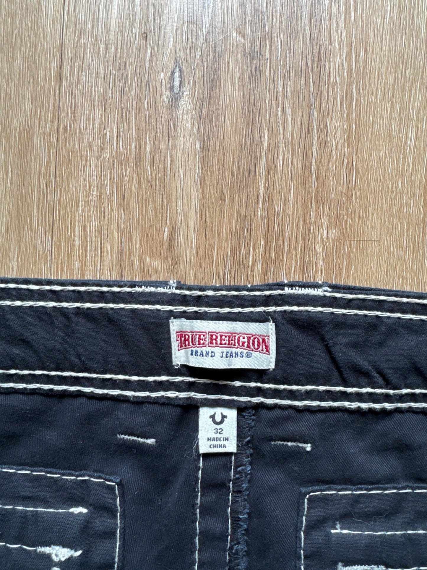 True Religion Black Rip Stop Cargo Pants