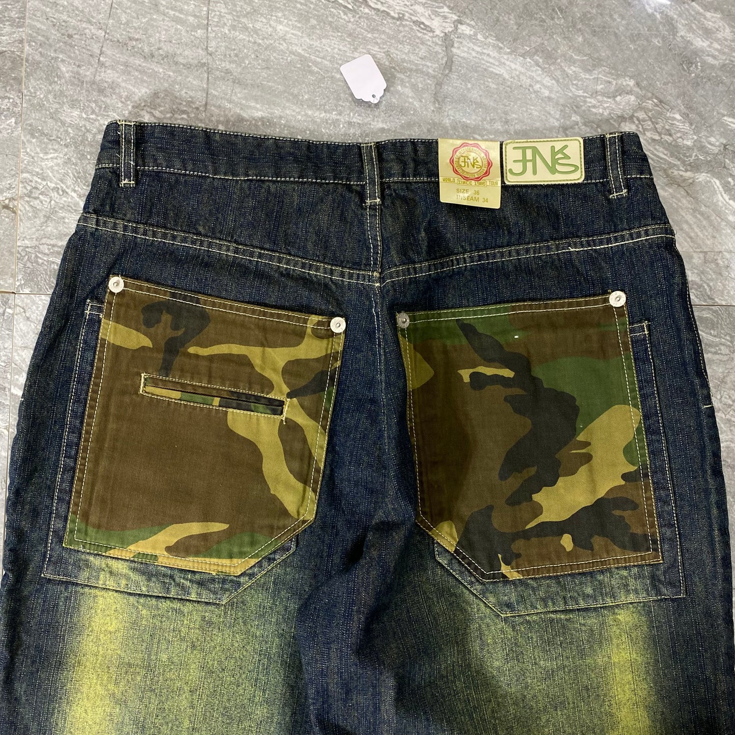 Y2K Camo Green Tint Denim Jeans