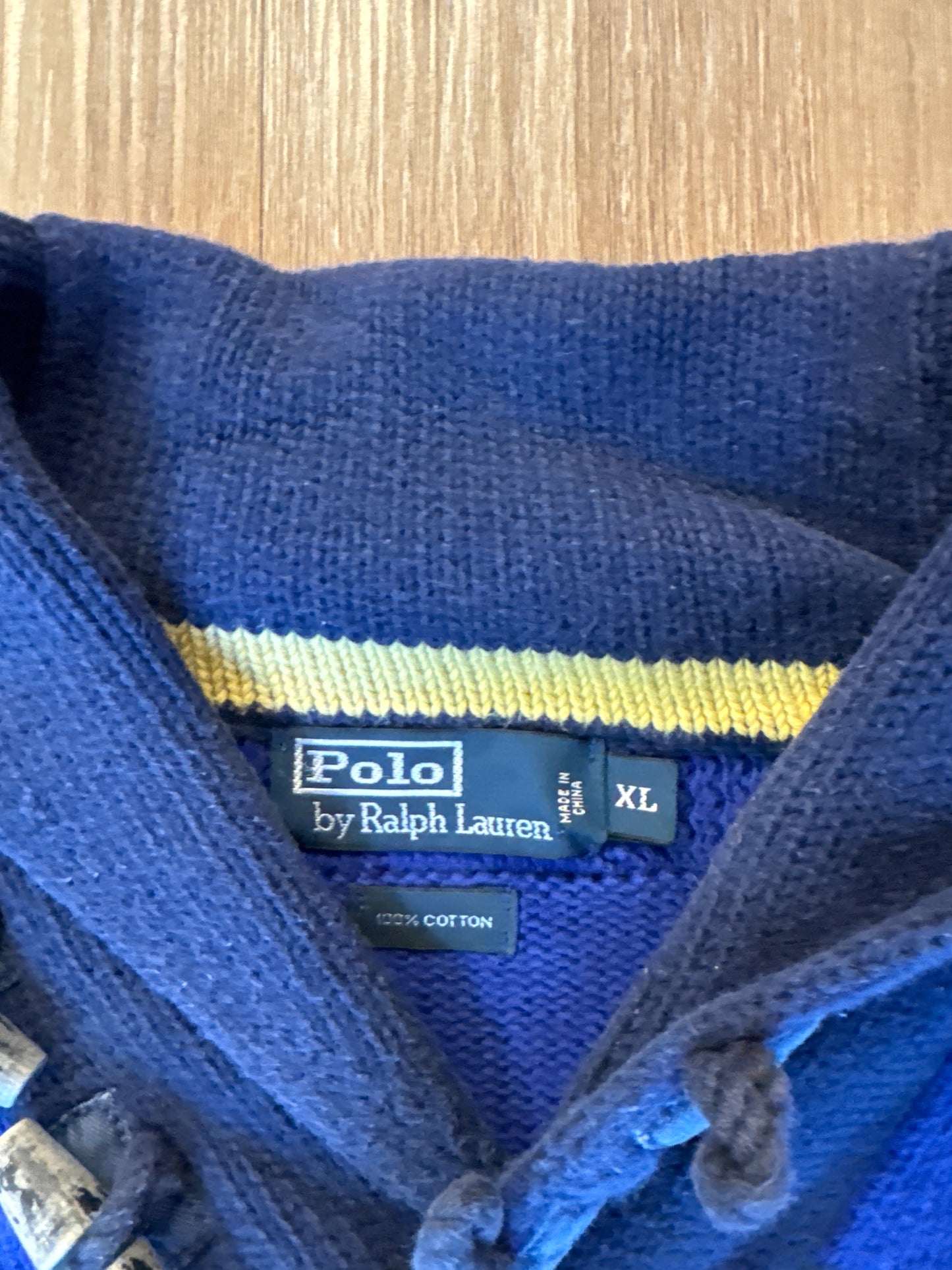 Vintage Polo Ralph Lauren Toggle Shawl Blue Navy Cotton Elbow-Patches Sweater