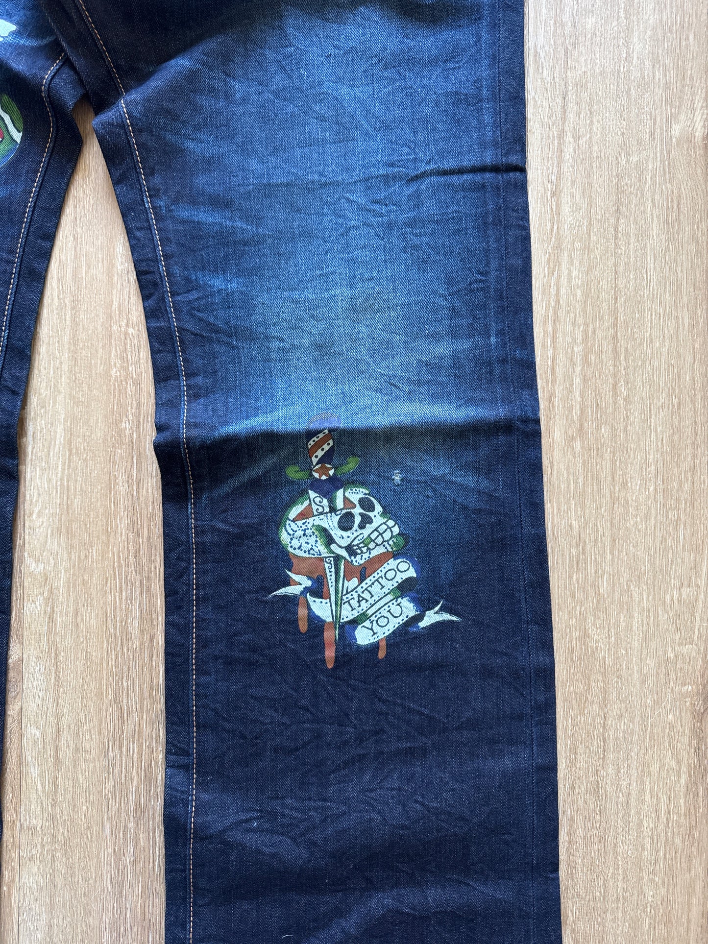 Vintage Ed Hardy New York City Skull Denim Pants