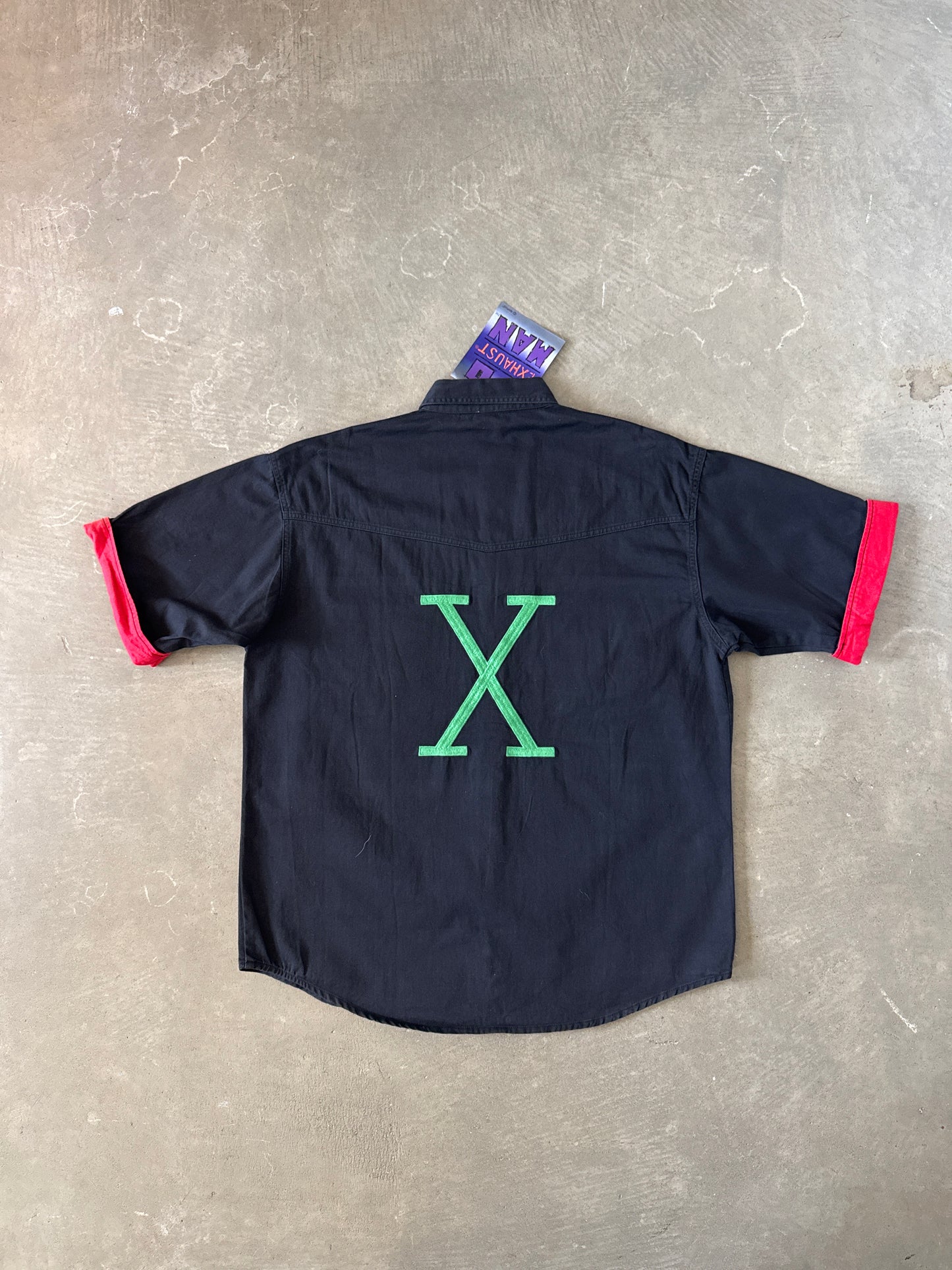 Vintage 90s Exhaust Malcolm X Embroidered Button Up Shirt