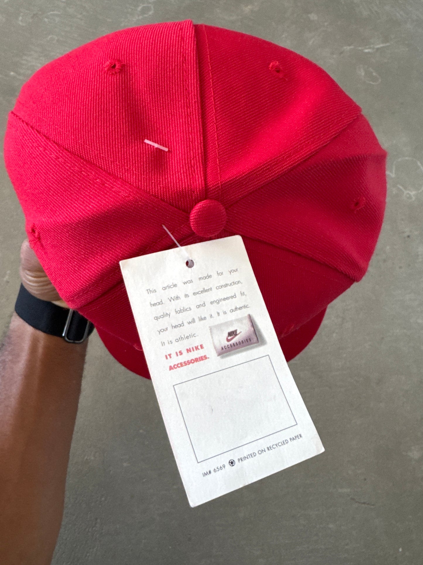 Vintage 90s Nike Logo Red Elastic Fitted Hat
