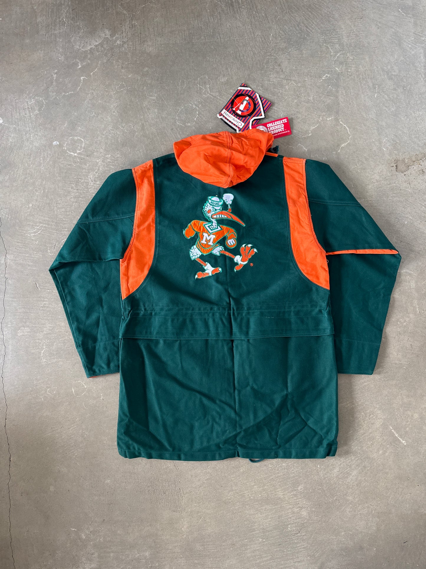 Vintage 90s University Of Miami Hurricanes Long Parka Stadium Coat Jacket