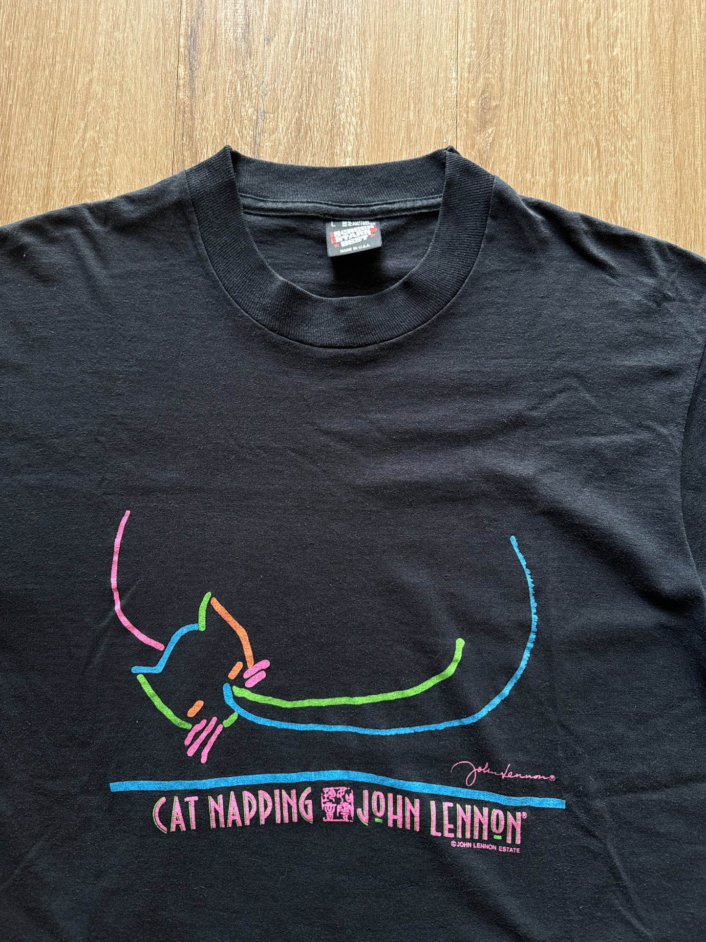 Vintage John Lennon The Beatles Cat Napping Tee
