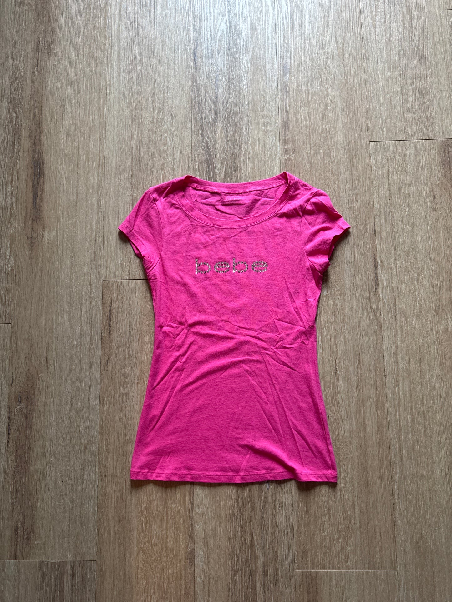 Y2K Women’s Bebe Bedazzled Logo Pink Tee