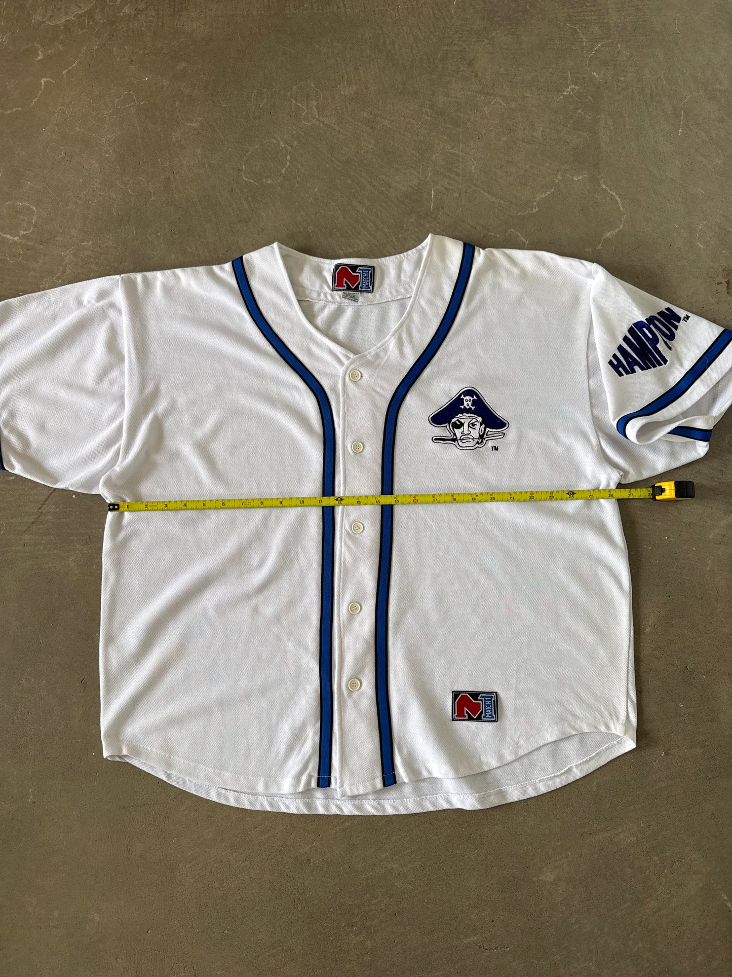 Vintage 90s Hampton University Pete The Pirate Embroidered Baseball Jersey