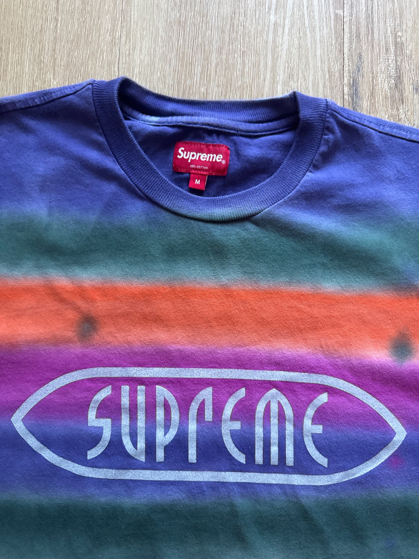 Supreme Rainbow Stripe Orange Tee