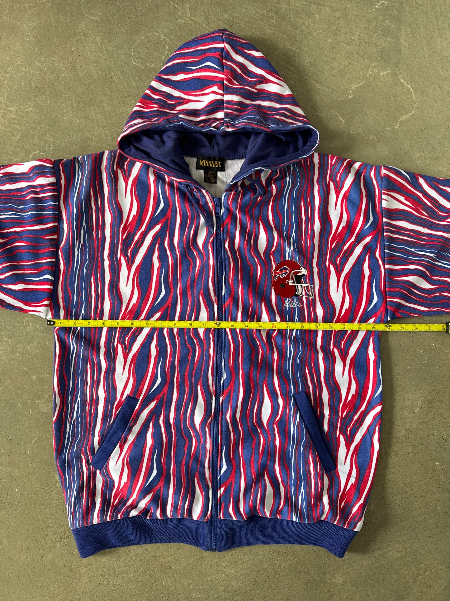 Vintage 90s Buffalo Bills Zebra Striped Hooded Zip Up