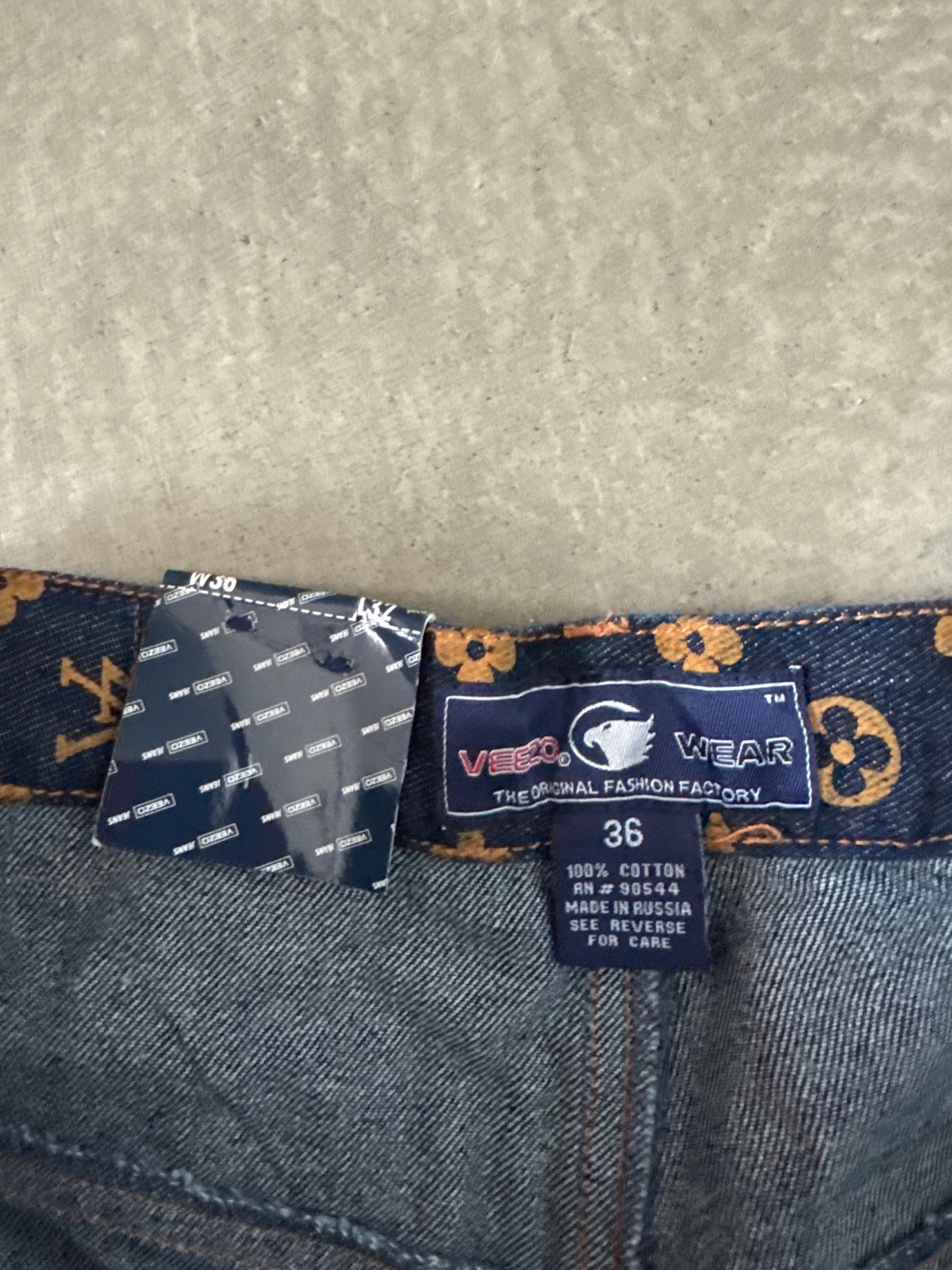 Vintage 90s Veezo Wear Monogram Designer Denim Jeans Set