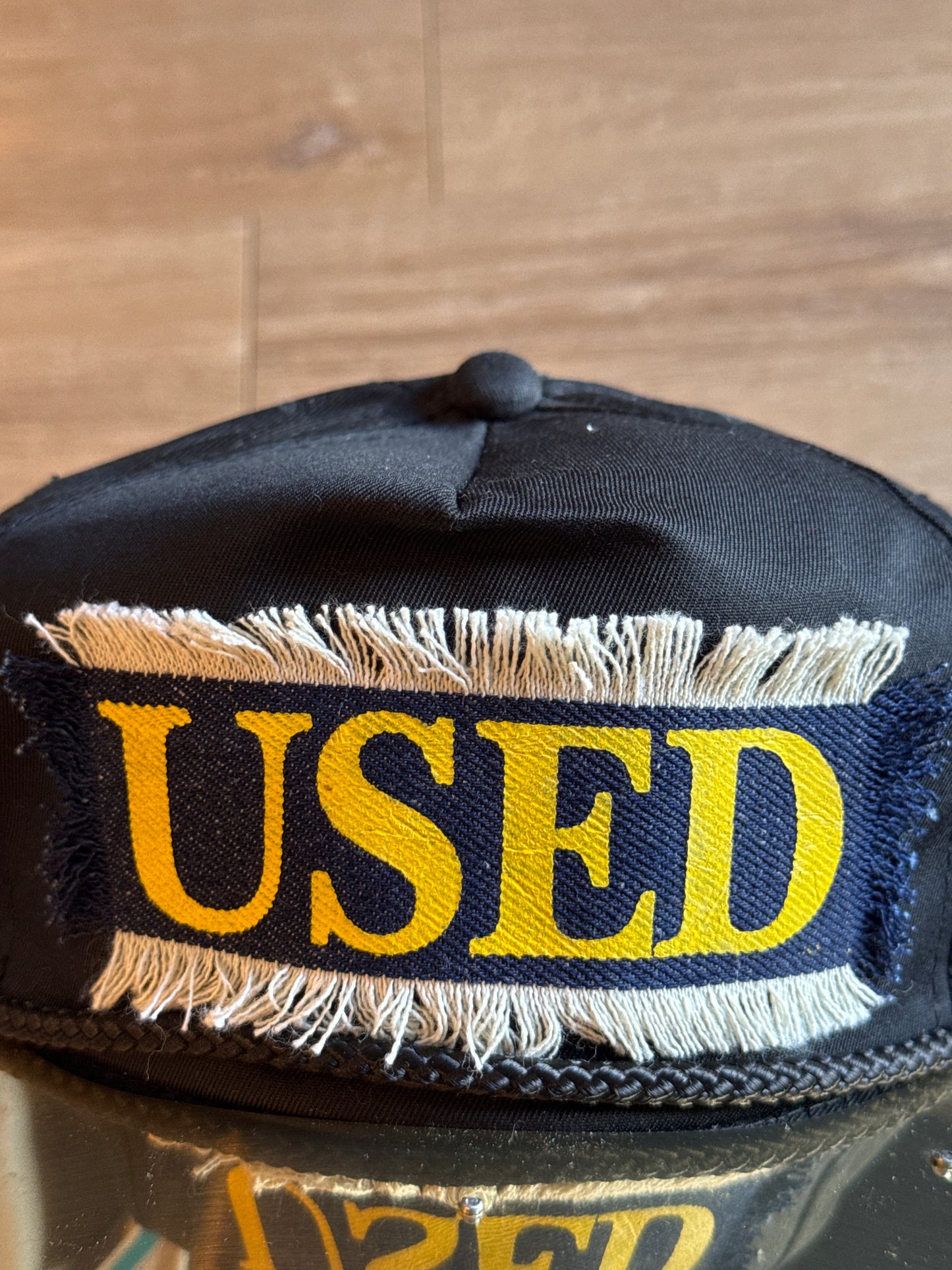 Vintage 90s Used Metal Plate Snap Back Hat