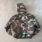 Vintage Nova Military Forest Camo Flight Bomber Fur Hooded Jacket