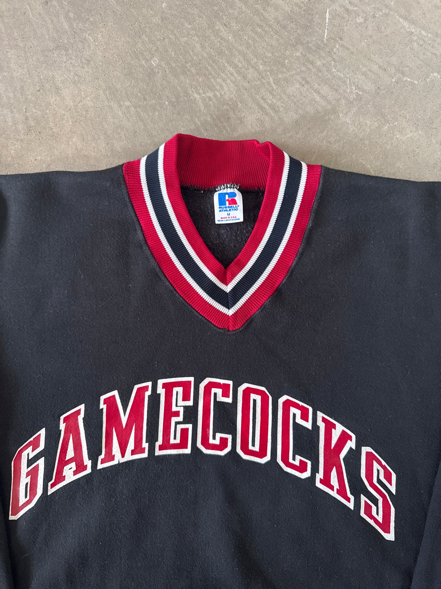 Vintage 80s Russell Athletic University Of South Carolina Gamecocks V-Neck Sweatshirt