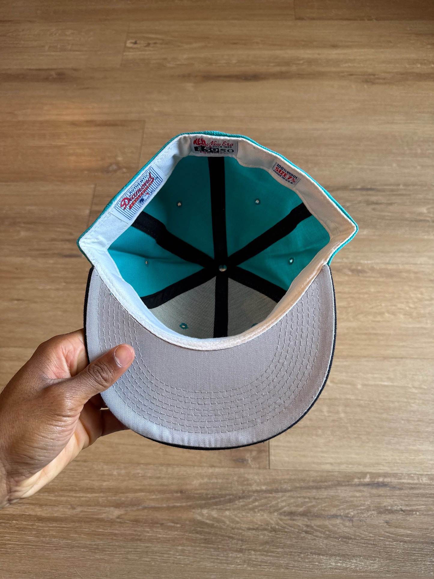 Vintage New Era Authentic Diamond Collection The 5950 Pro Model Wool Florida Marlins MLB Fitted Hat