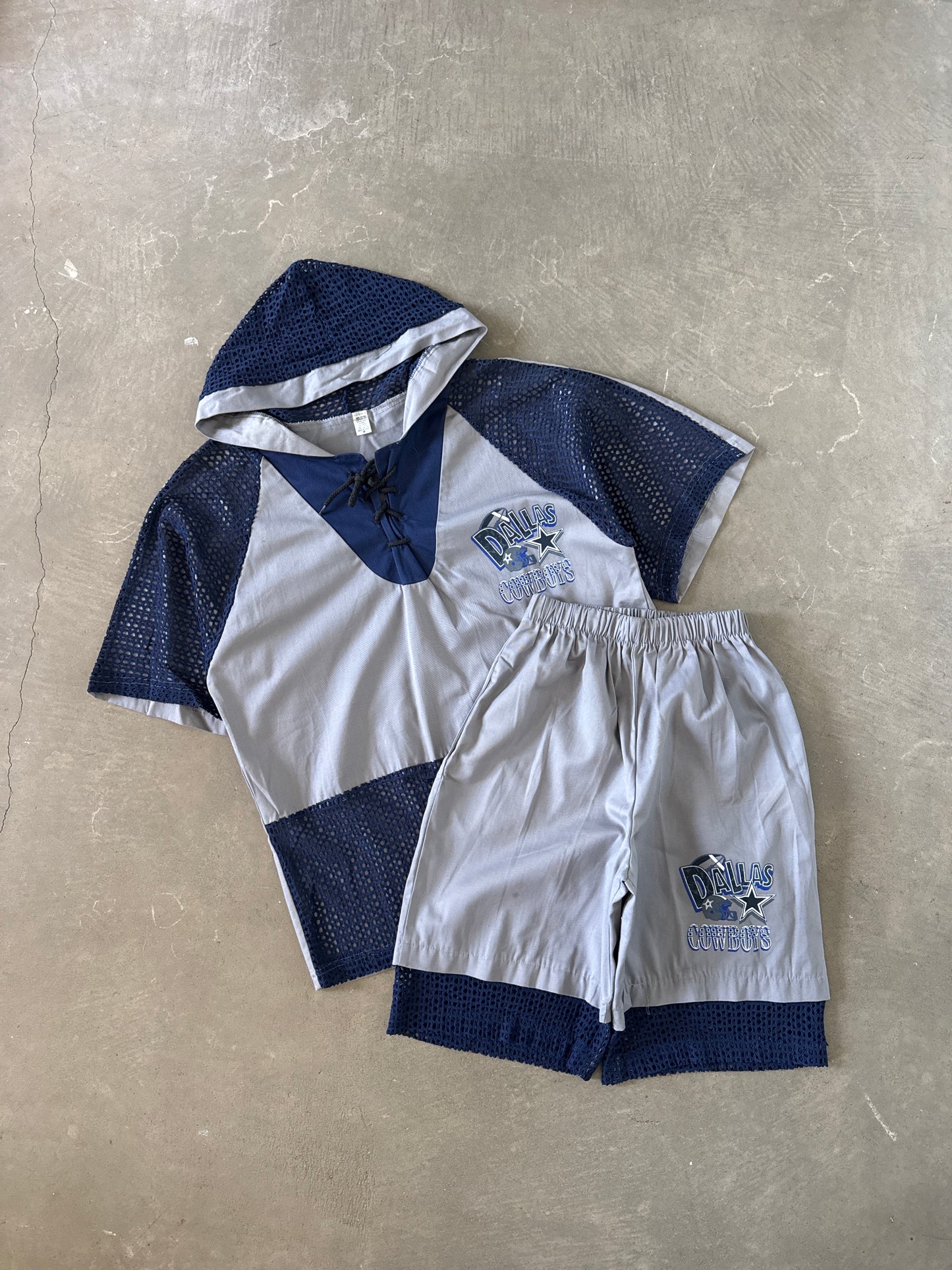 Vintage 90s Dallas Cowboys Hoodied Tee Shorts Set