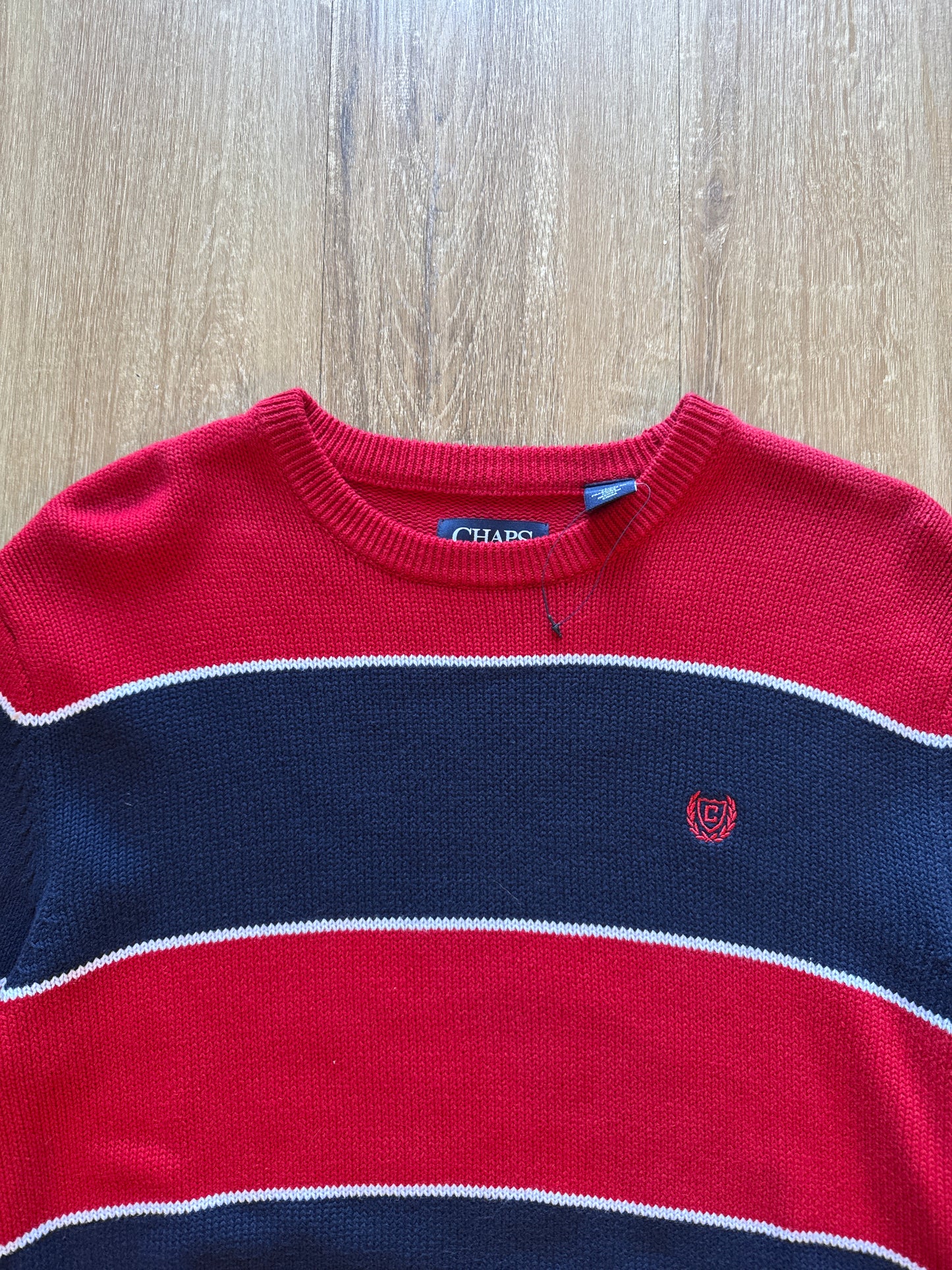 Chaps Classic-Fit Crewneck Red Stripe Sweater