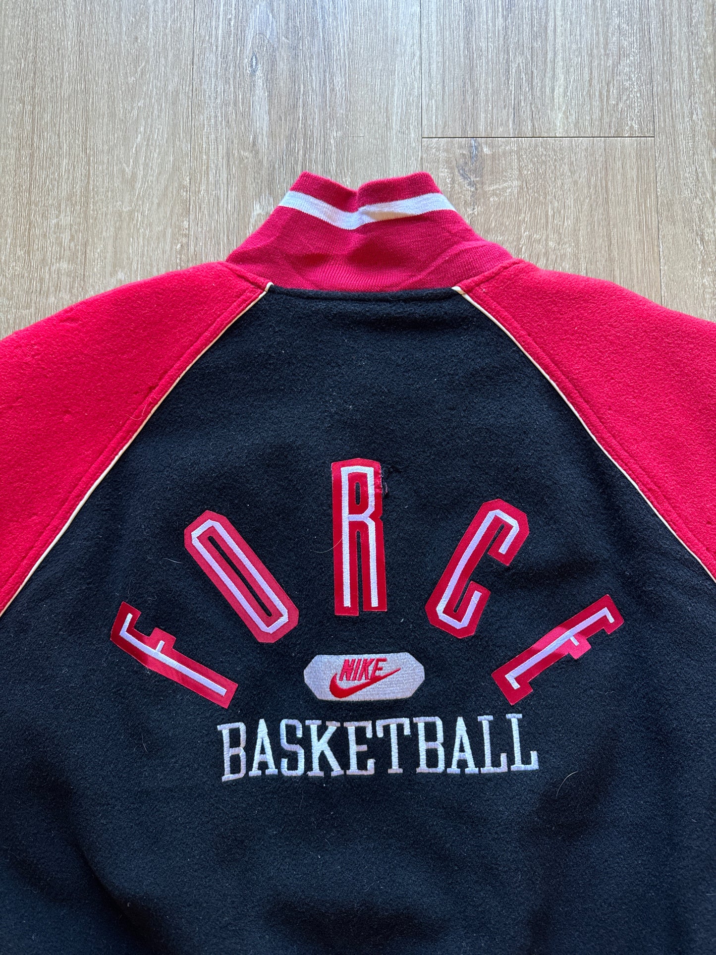 Vintage 90s Nike Force Basketball Snap Button Letterman Varsity