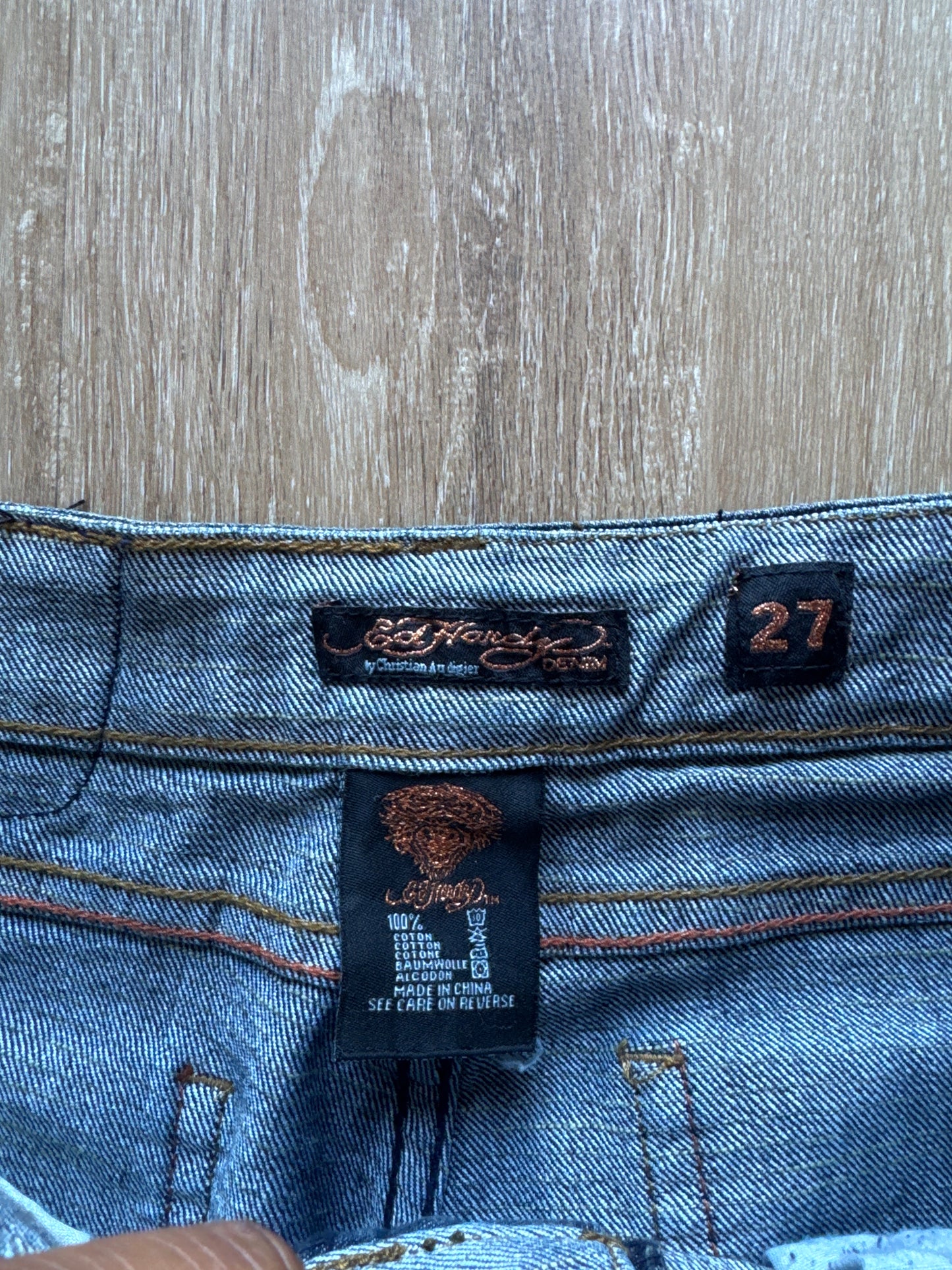 Y2K Ed Hardy Women’s Skulls Skeleton Rose Denim Jeans