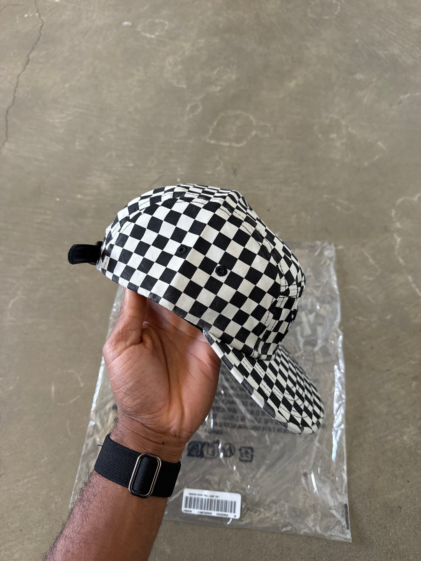 Supreme Washed Chino Twill Checker Board Camp Cap Hat (FW26)