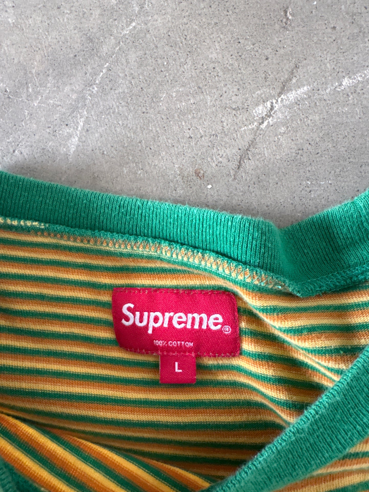 Supreme Multi Stripe Yellow Green Tee