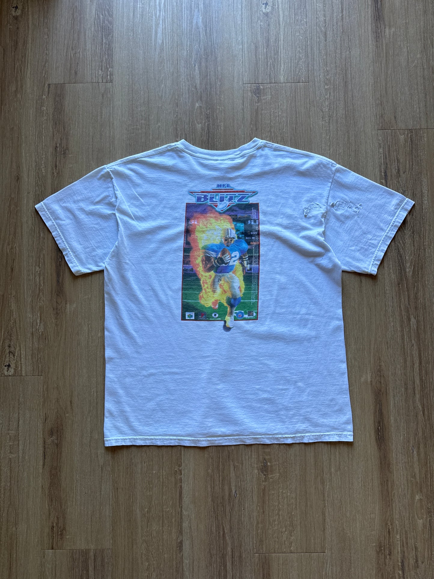 Vintage 1997 NFL Blitz Midway Nintendo PlayStation Game Promo Tee