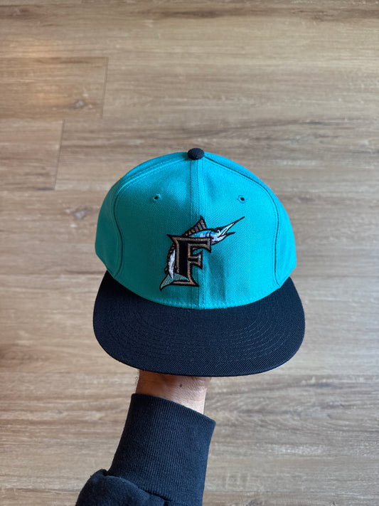 Vintage New Era Authentic Diamond Collection The 5950 Pro Model Wool Florida Marlins MLB Fitted Hat