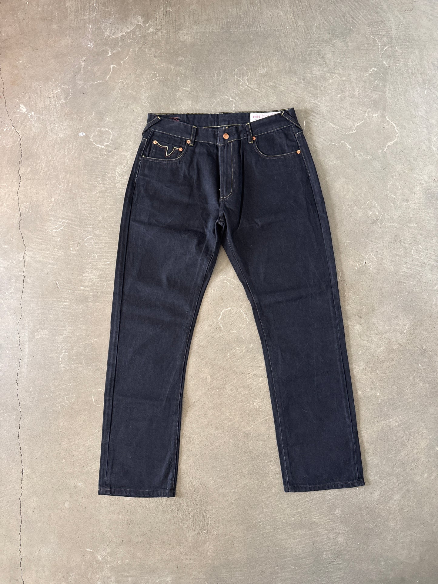 Evisu Embroidered Gray Bull Selvedge Japanese Denim Jeans