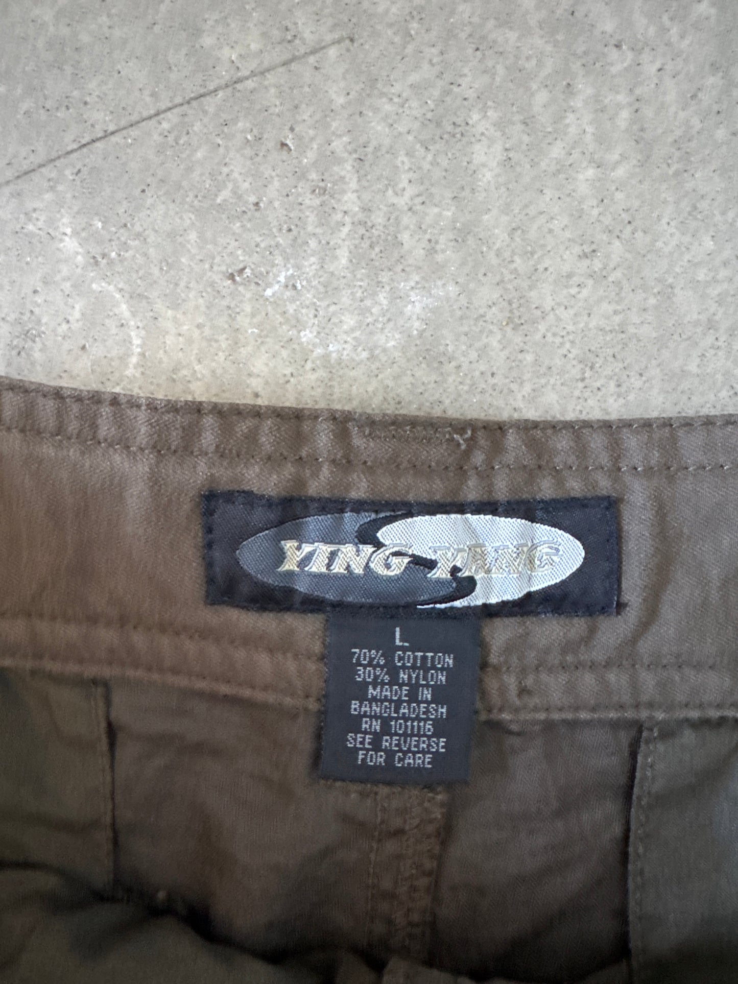 Vintage Y2K Ying Yang Baggy Olive Green Hiking Pants