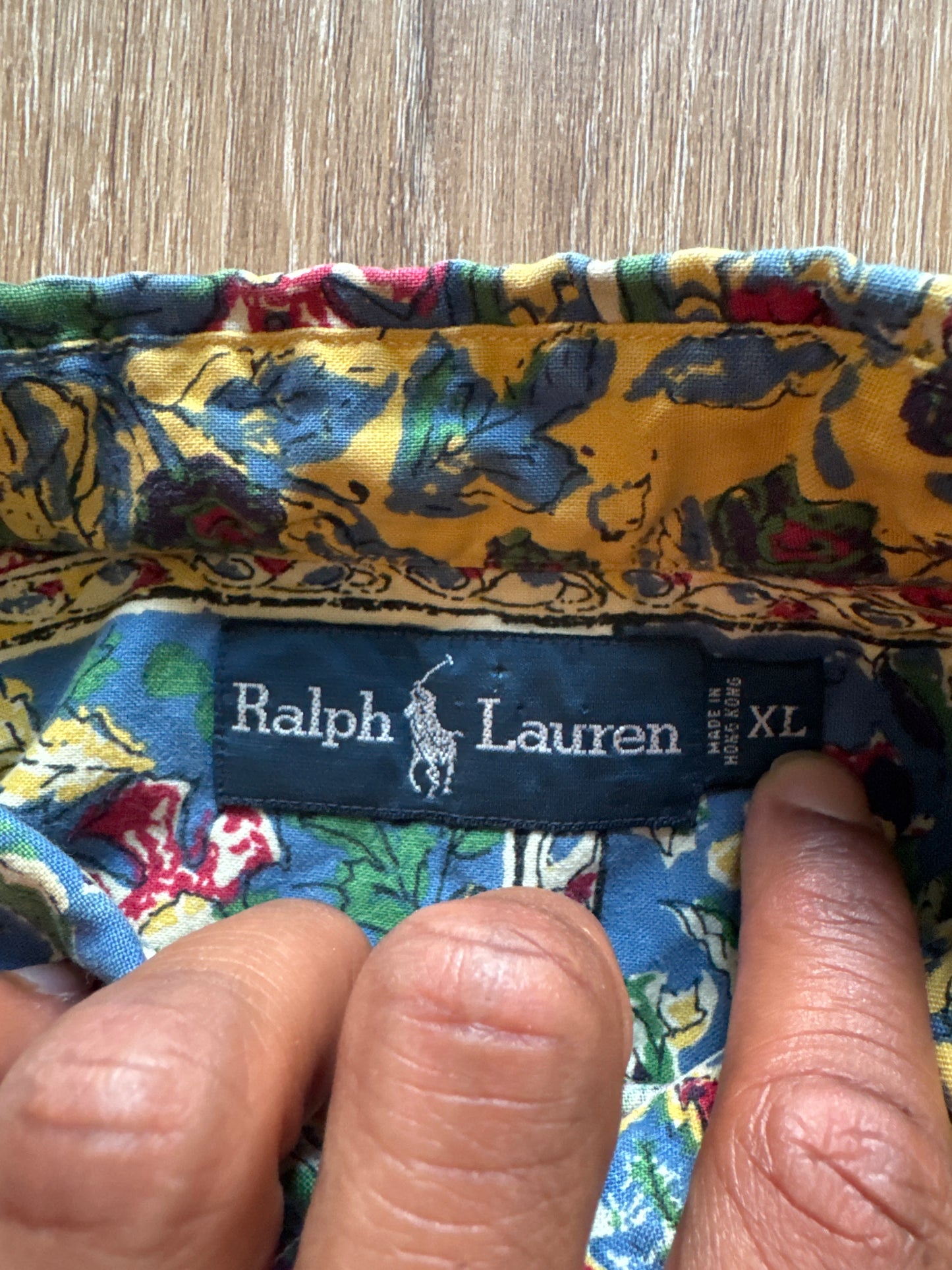 Vintage Polo Ralph Lauren Floral Psychedelic All Over Print Pocket Quater Button Up Short