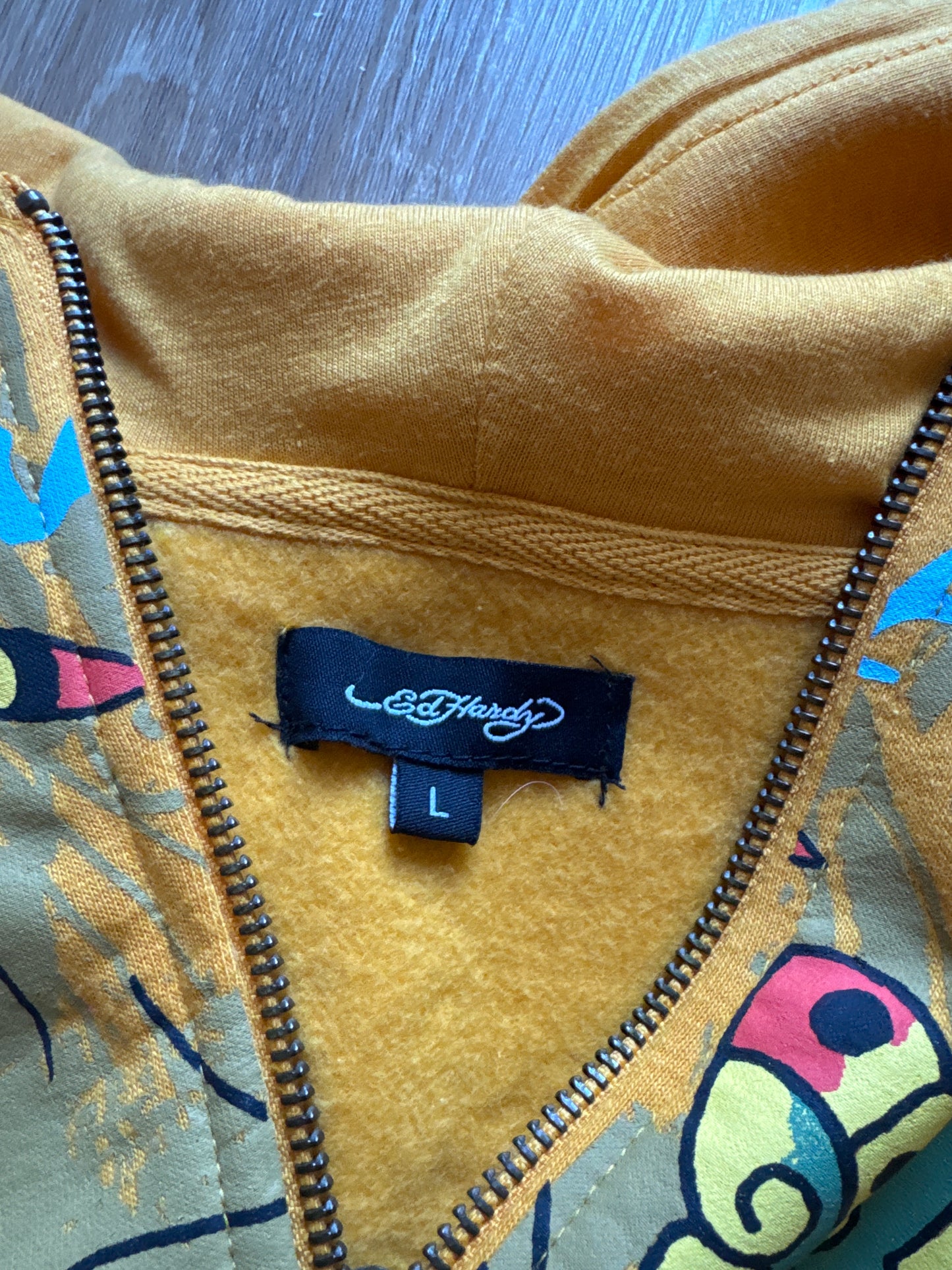 Ed Hardy Women’s Marigold Butterflies Cropped Full Zip Hoodie