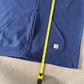 Vintage Women’s Carhartt Navy Stitched Logo Hooded Zip Up