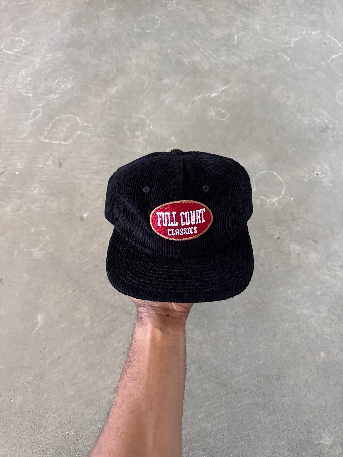 Full Court Classic Black Corduroy Strapback Hat