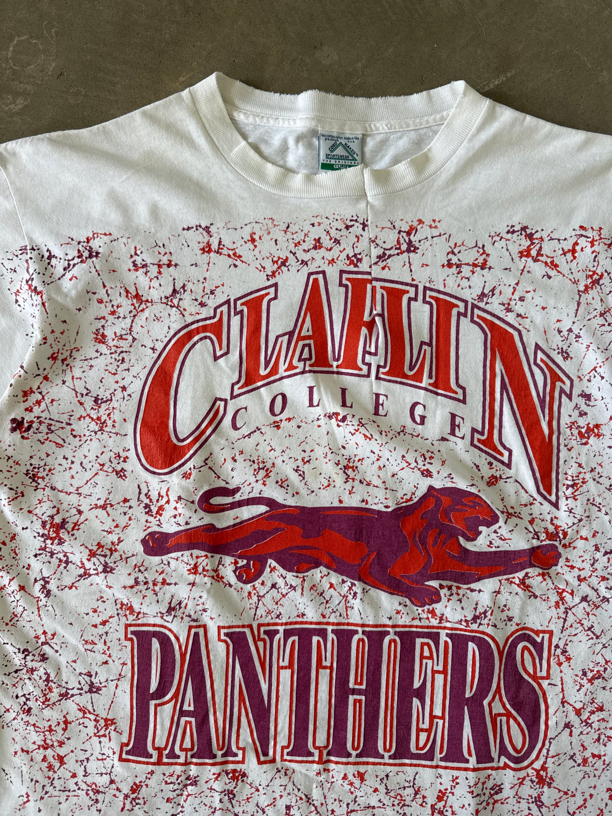 Vintage 90s Claflin College Panthers All Over Print Tee