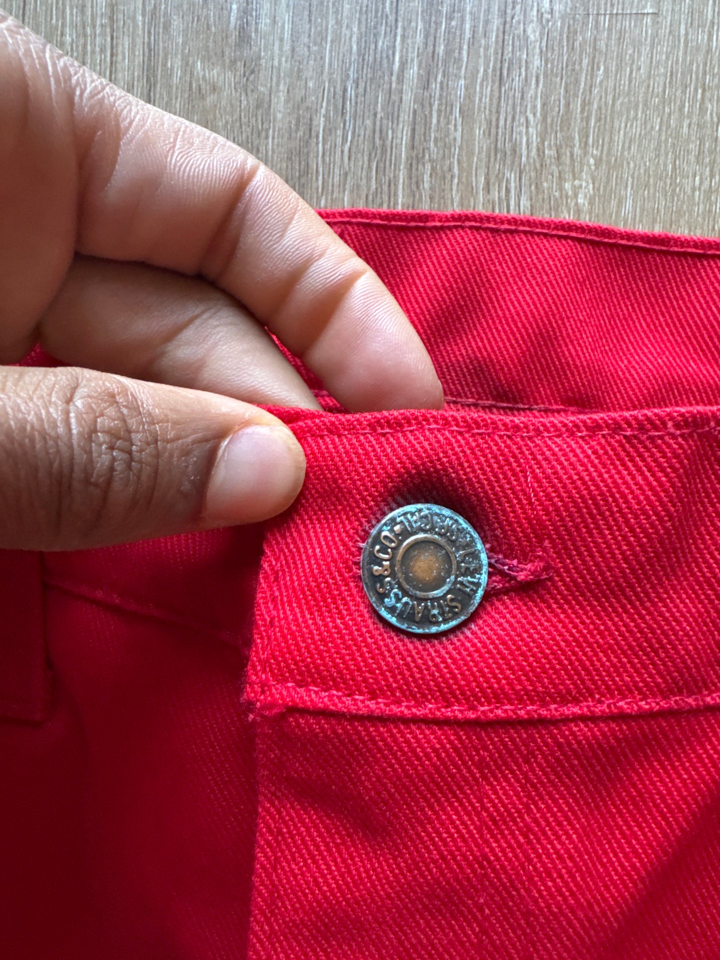 Vintage 1989 Levi’s 505 Red Over-dyed Denim Jean