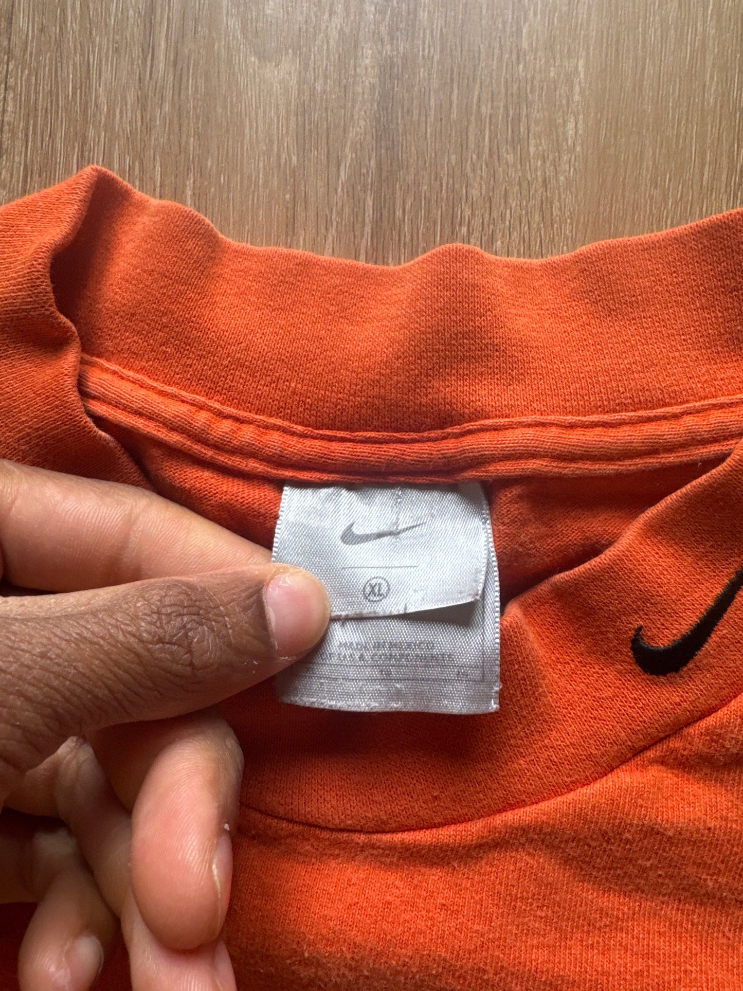 Vintage Nike Orange Neck Logo Long Sleeve