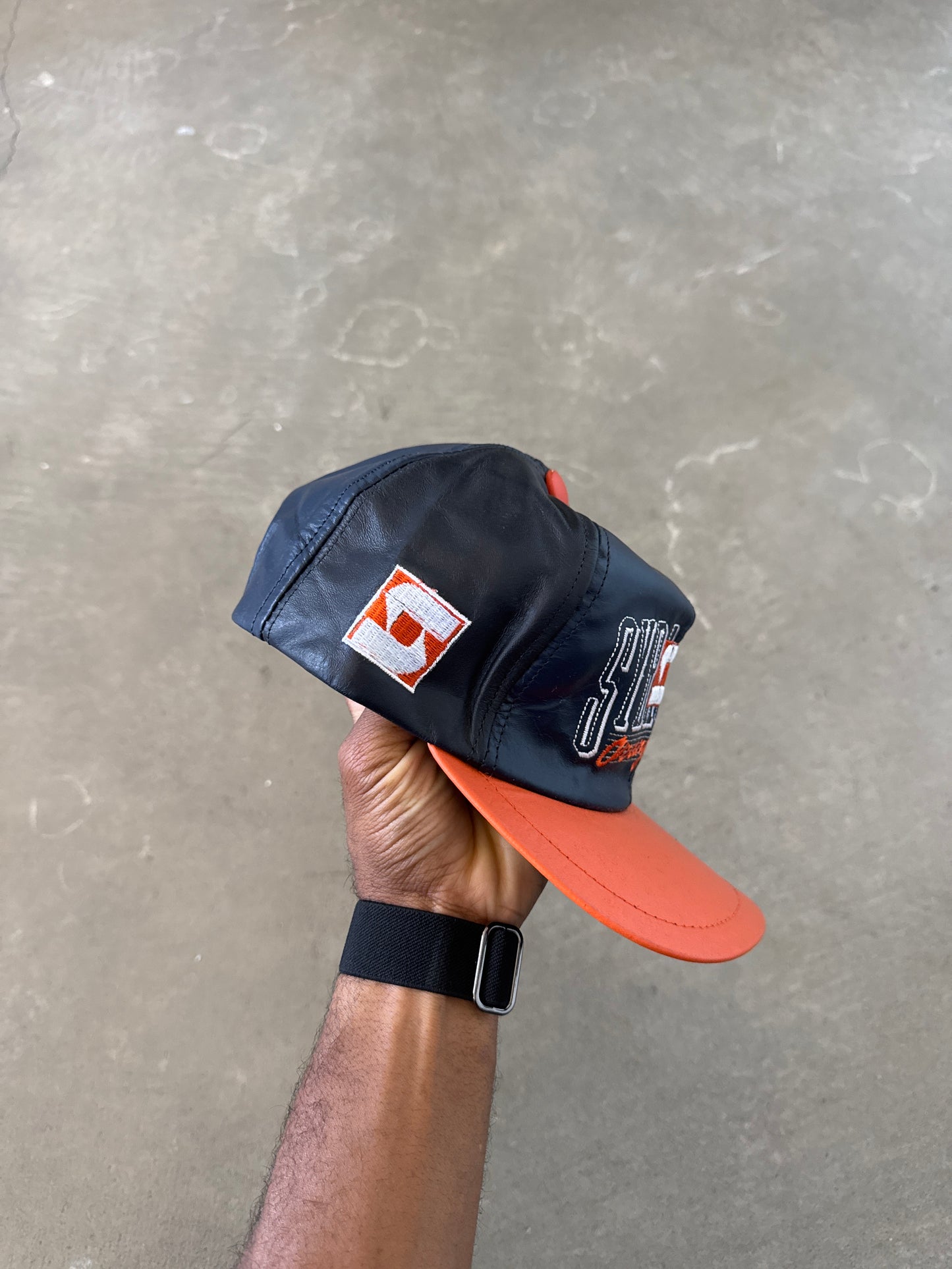 Vintage 90s University Of Syracuse Orangeman Leather Snap Back Hat
