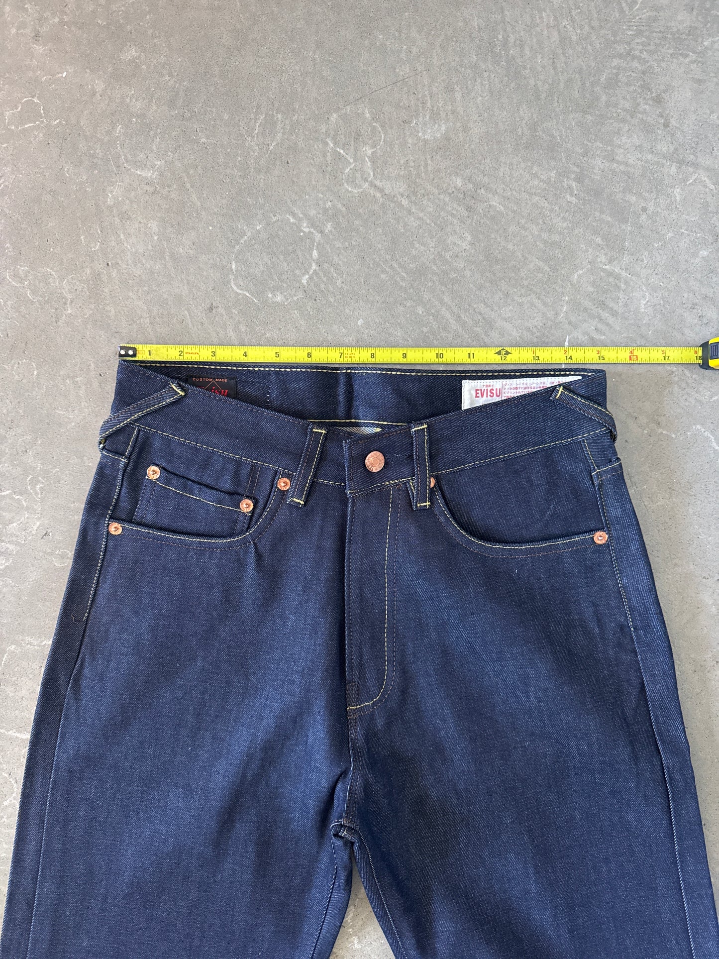 Evisu Embroidered Japanese Yellow Dog Art Salvage Denim Jeans