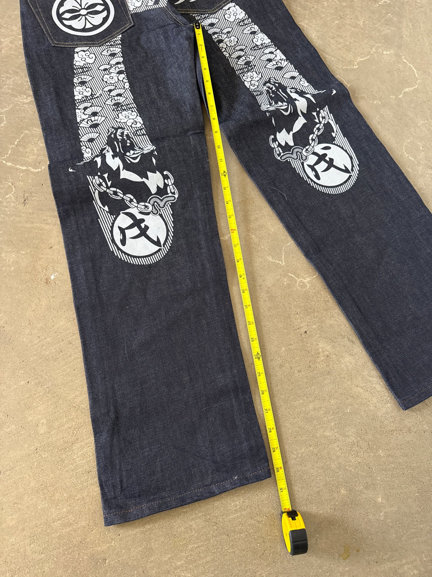 Evisu Gray Dog Japanese Art Selvedge Denim Jeans