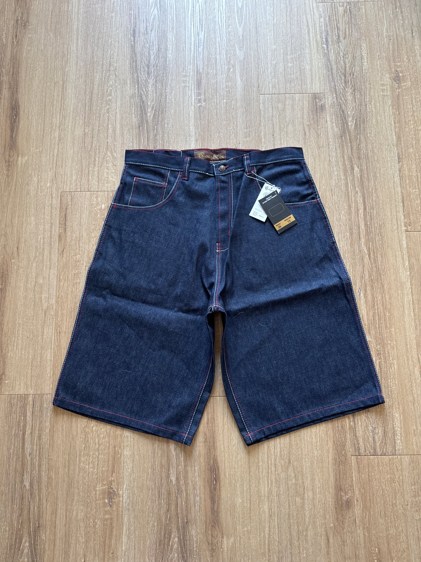 Vintage 90s Y2k Dead Stock Baggy Wide Leg Rare Grail Competition Spider Man Dark Wash Blue Denim Jorts