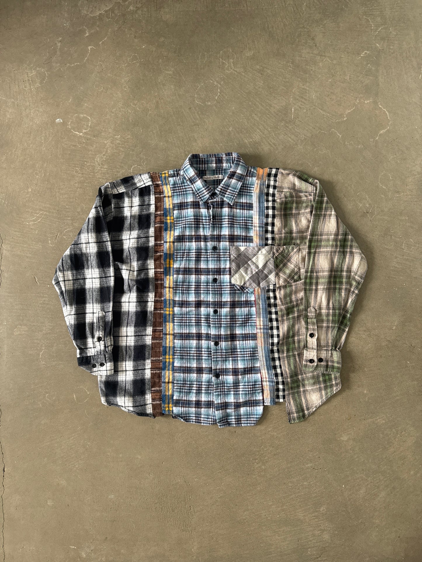 Needles Rebuild By Needles 7 Cut Reworked Flannel Button Up Shirt