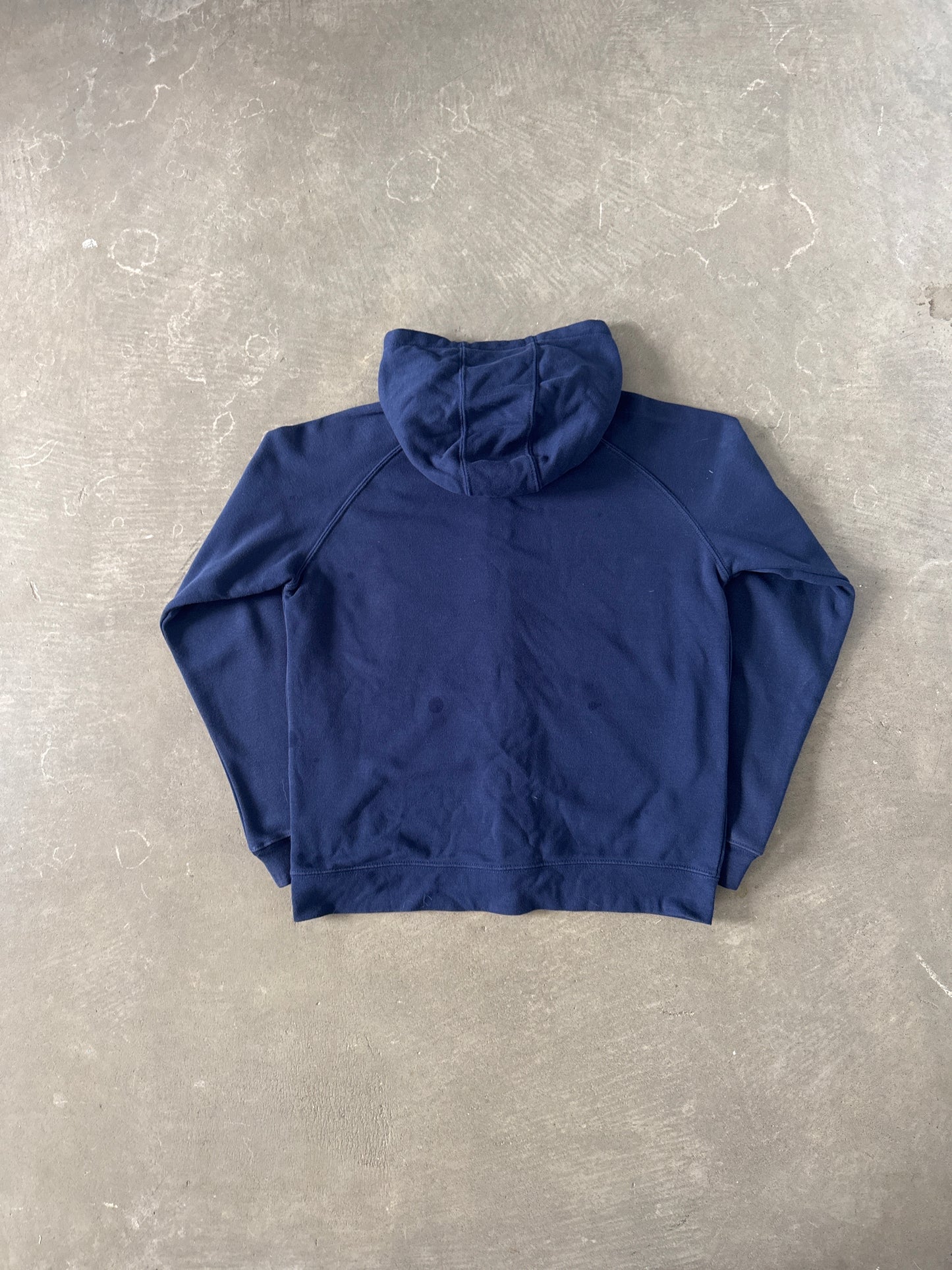 Vintage Women’s Carhartt Navy Stitched Logo Hooded Zip Up